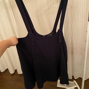 Navy blue pin stripe skirt with straps